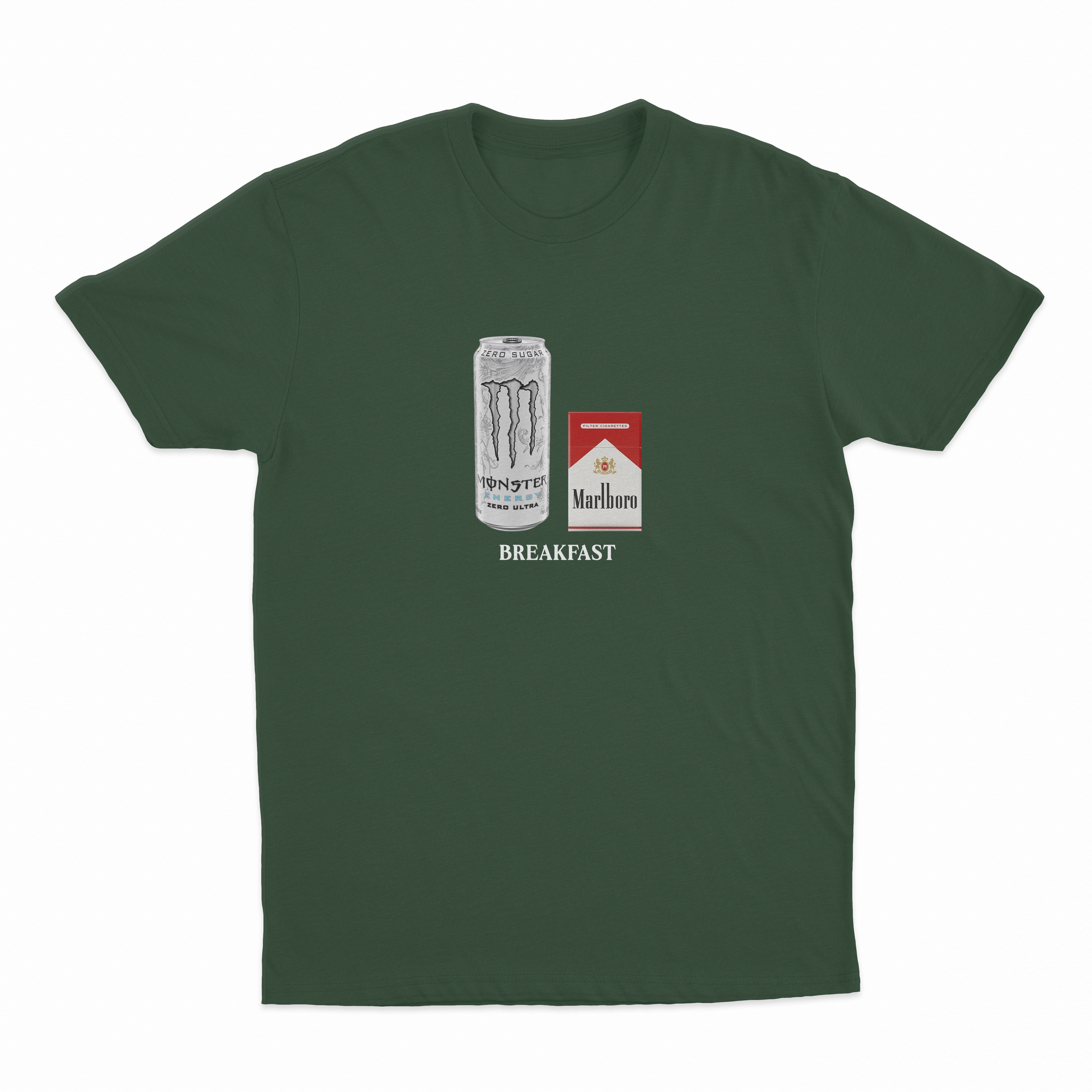 White Monster Marlboro Red Cigarette Breakfast T-Shirt