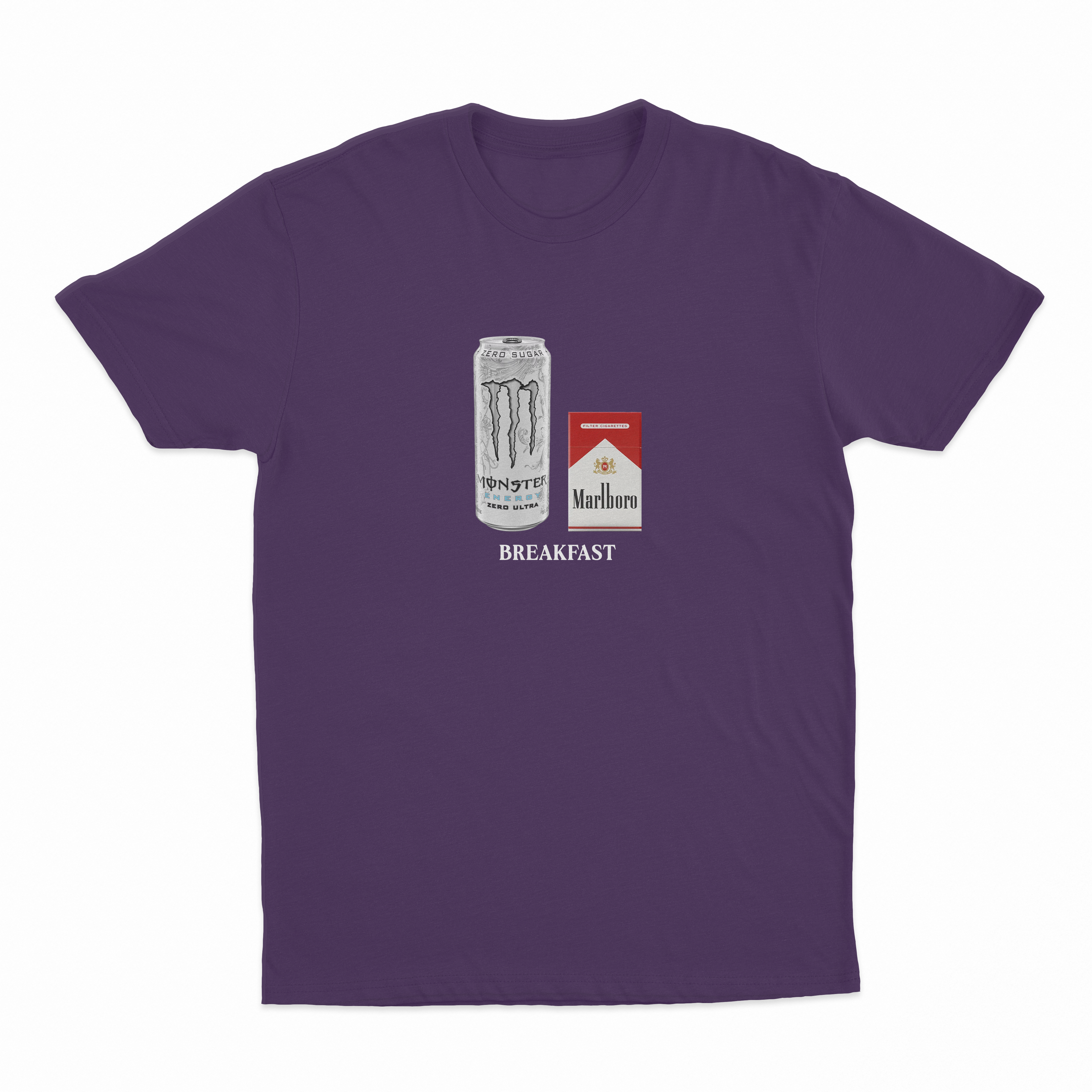 White Monster Marlboro Red Cigarette Breakfast T-Shirt