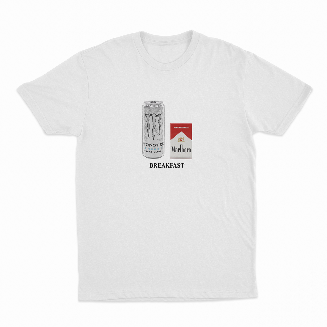 White Monster Marlboro Red Cigarette Breakfast T-Shirt