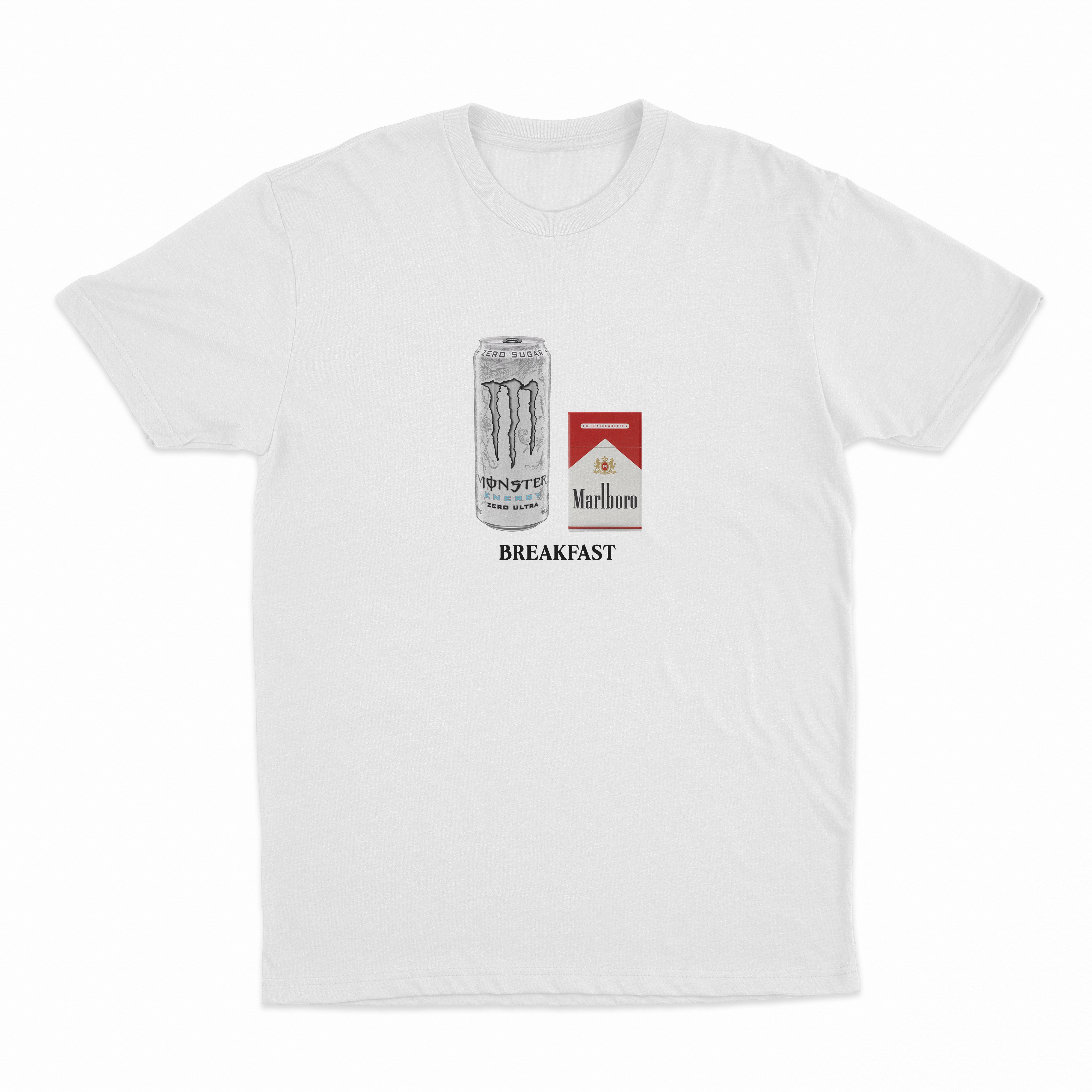 White Monster Marlboro Red Cigarette Breakfast T-Shirt