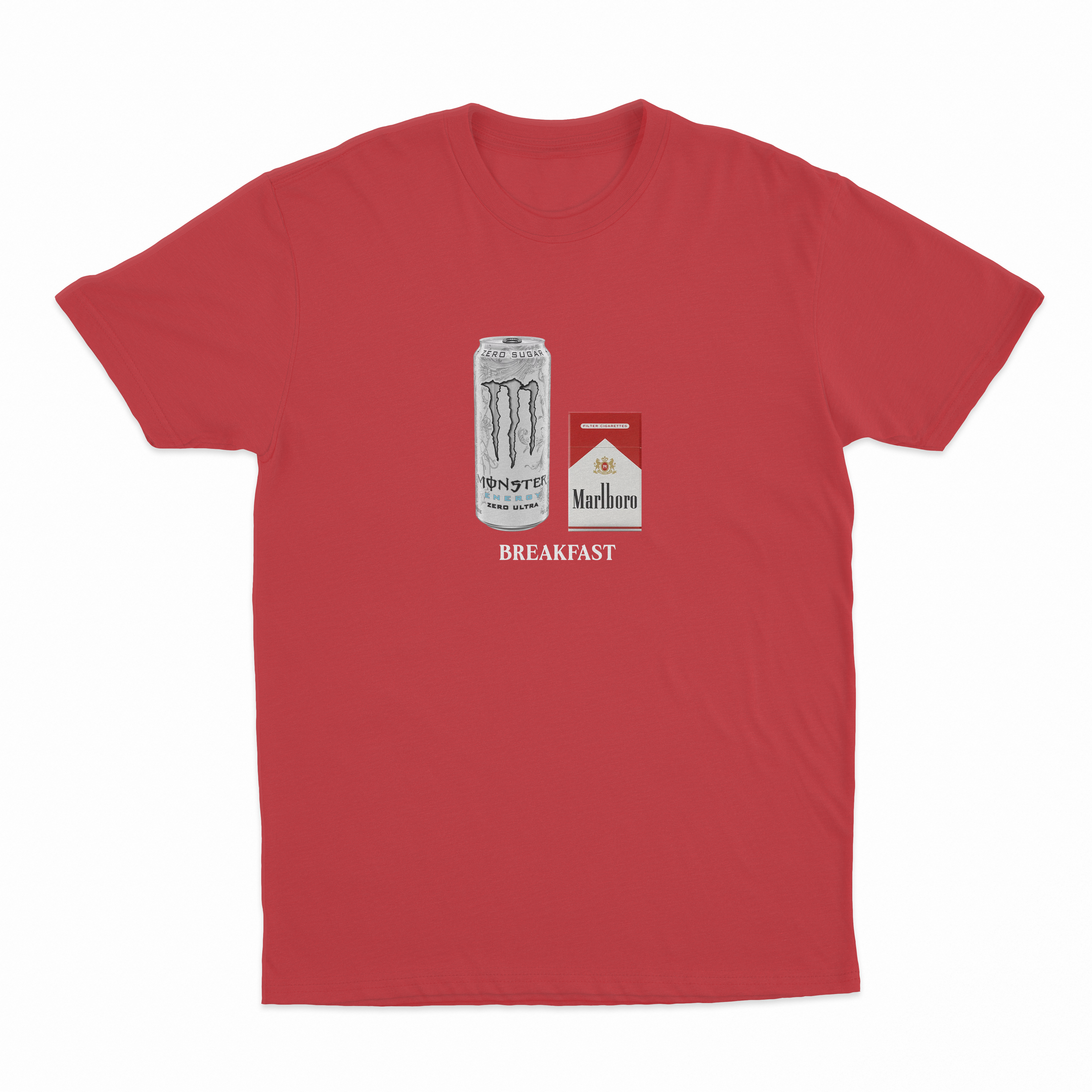 White Monster Marlboro Red Cigarette Breakfast T-Shirt